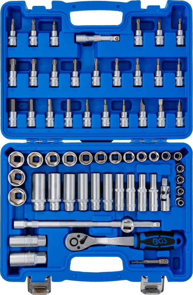 Dugókulcskészlet, hatszögletű | 10 mm (3/8") | 61 darabos