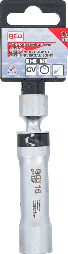 Gyújtógyertya csuklós toldat, tizenkétszögletű, tartórugóval | 10 mm (3/8") | 16 mm
