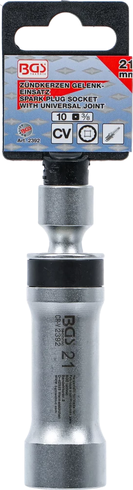Gyújtógyertya csuklós toldat, tizenkétszögletű, tartórugóval | 10 mm (3/8") | 21 mm