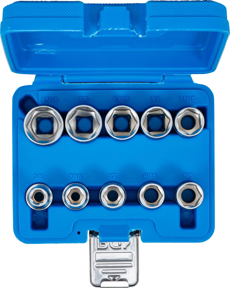 Dugókulcskészlet, hatszögletű | 12,5 mm (1/2") | coll méretek | 10 darabos