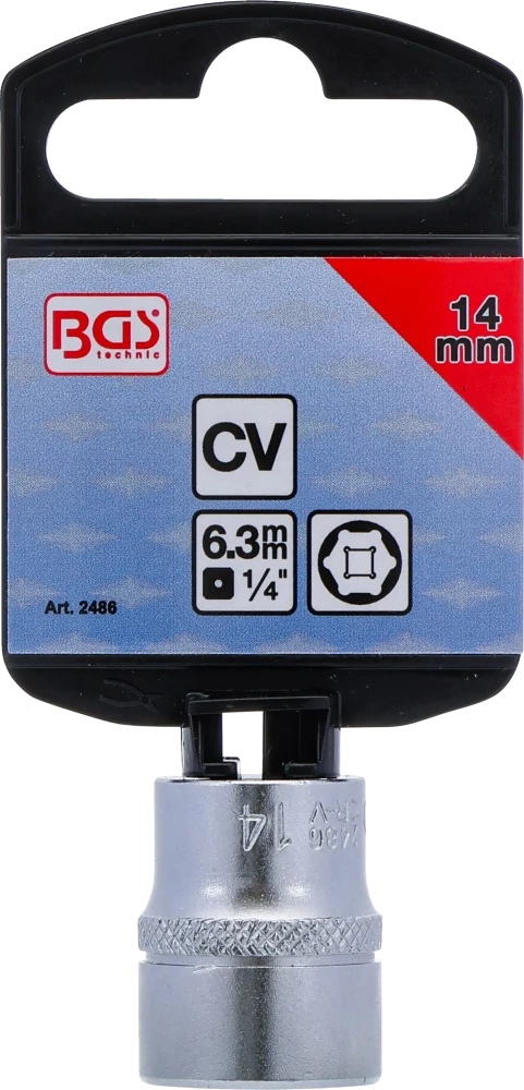 Dugókulcs, hatszögletű | 6,3 mm (1/4") | 14 mm