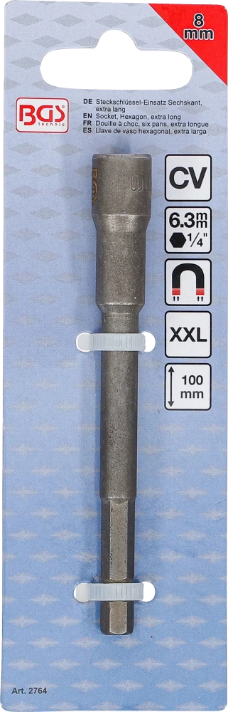 Dugókulcs, hatszögletű, extra hosszú | Fúrógép | Külső hatszögletű 6,3 mm (1/4") | 8 mm