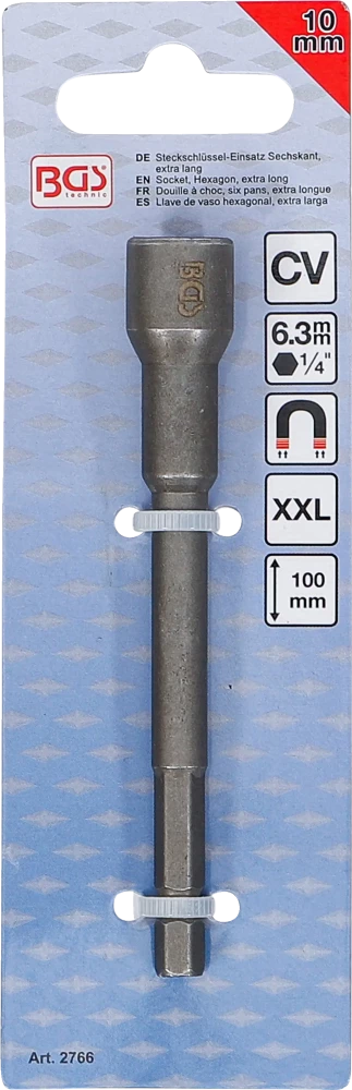 Dugókulcs, hatszögletű, extra hosszú | Fúrógép | Külső hatszögletű 6,3 mm (1/4") | 10 mm
