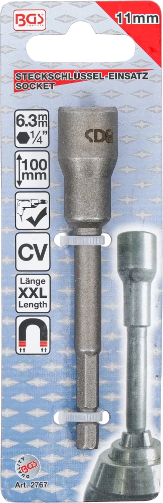 Dugókulcs, hatszögletű, extra hosszú | Fúrógép | Külső hatszögletű 6,3 mm (1/4") | 11 mm