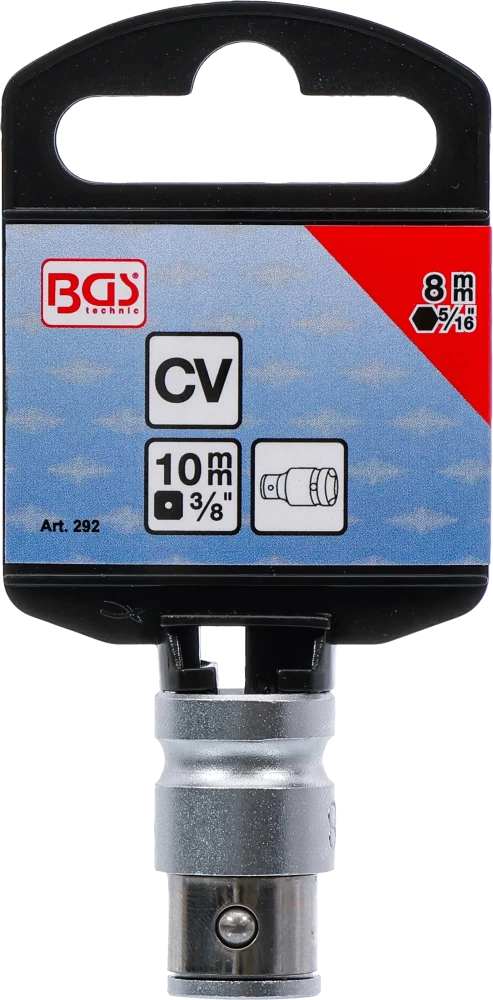 Golyós behajtófej-adapter | Belső négyszögletű kulcsnyílású elem 10 mm (3/8") | Belső hatszögletű 8 mm (5/16")