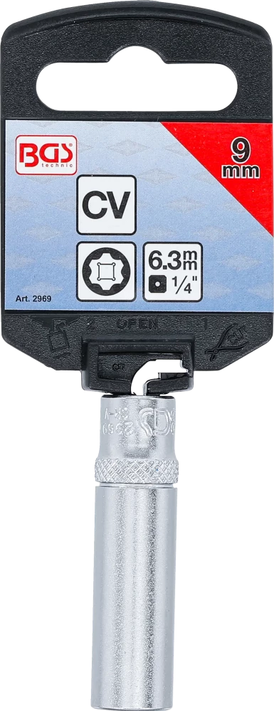 Dugókulcs, Super Lock, mély | 6,3 mm (1/4") | 9 mm