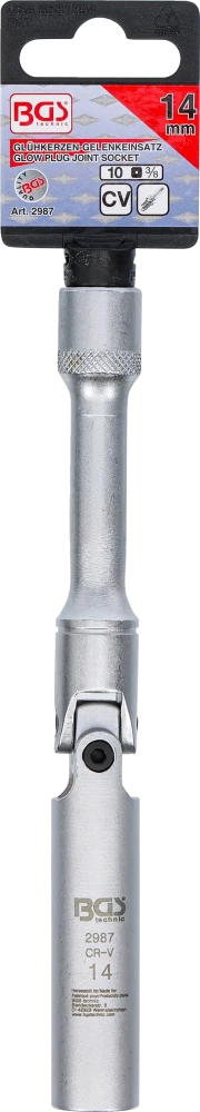Gyújtógyertya-csuklós toldat, tizenkétszögletű, extra hosszú | 10 mm (3/8") | 14 mm
