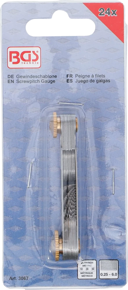 Menetsablon | 24 lap | metrikus 0,25 - 6,00 mm