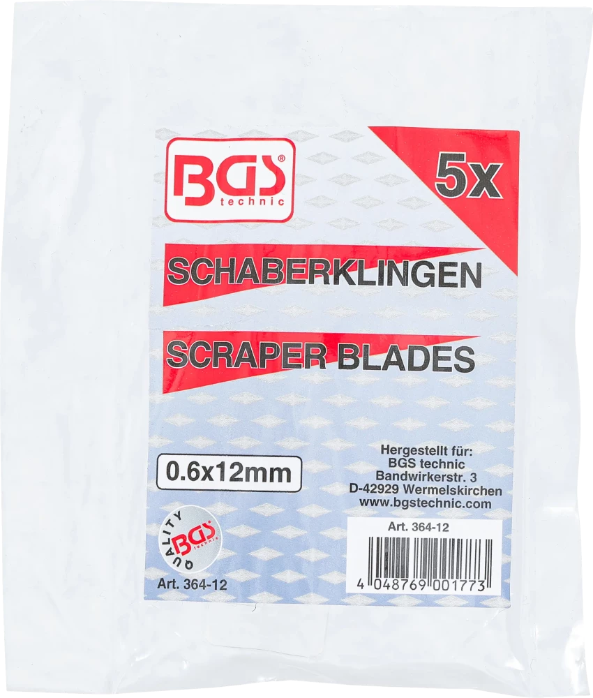 Lâminas raspadoras de substituição para BGS 364 | 0,6 x 12 mm | 5 peças Lâminas raspadoras de substituição para BGS 364 ┆ 0,6 x 12 mm ┆ 5 peças