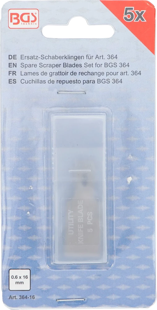 Tartalék kaparópengék a BGS 364-hez | 0,6 x 16 mm | 5 darabos