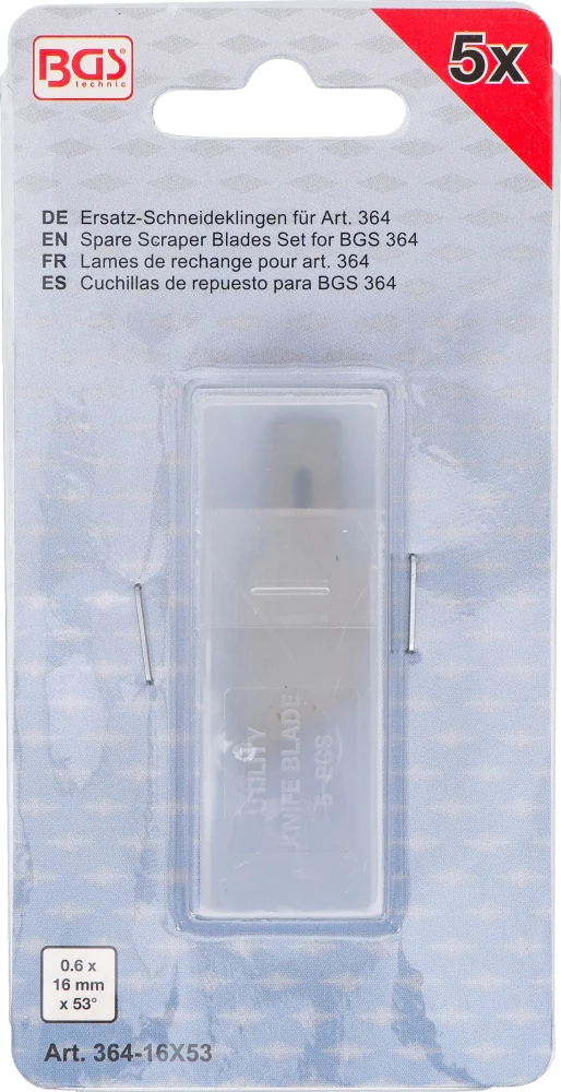 Tartalék vágópengék a BGS 364-hez | 0,6 x 16 mm x 53° | 5 darabos