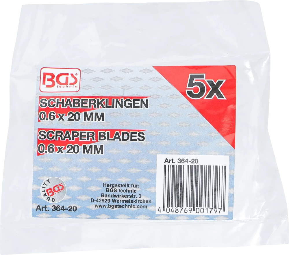 Tartalék kaparópengék a BGS 364-hez | 0,6 x 20 mm | 5 darabos