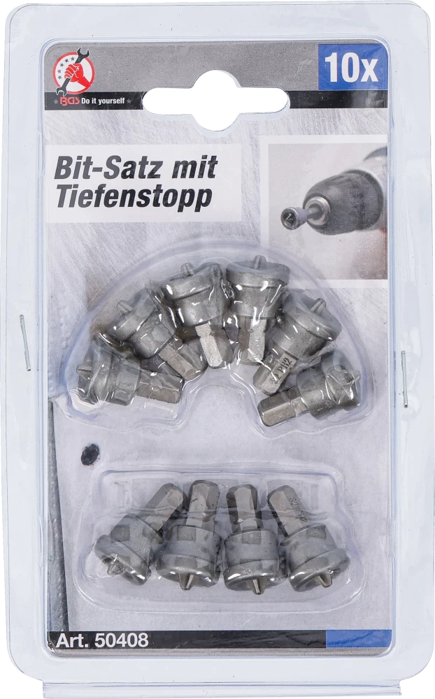 Behajtófej készlet mélységi ütközővel | gipszkarton lapokhoz | külső hatszögletű kulcsnyílású hajtás 6,3 mm (1/4") | csillag PH2 | 10 darabos