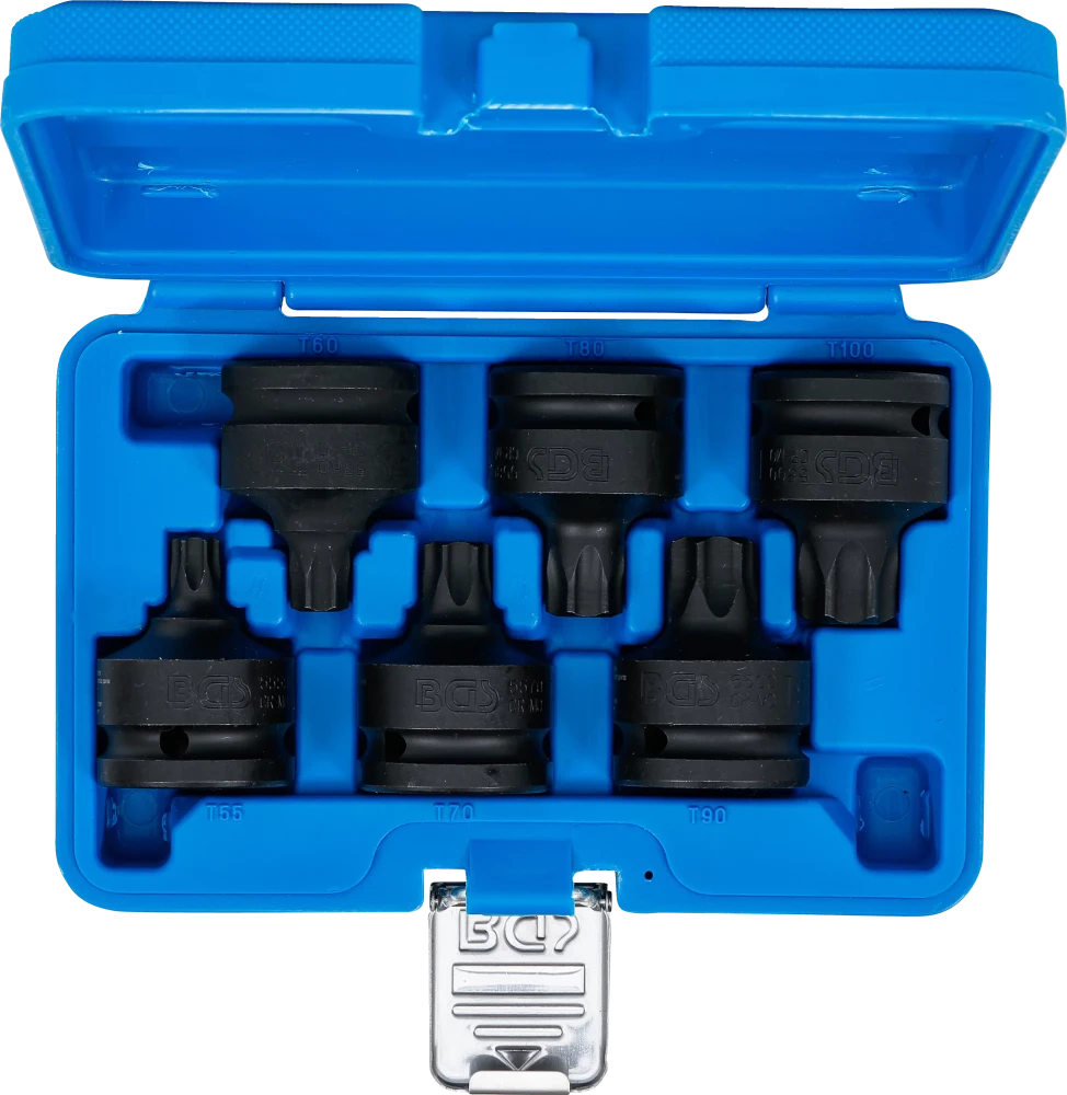 Levegős dugókulcskészlet | 20 mm (3/4") | T-profil (Torx) T55 - T100 | 6 darabos