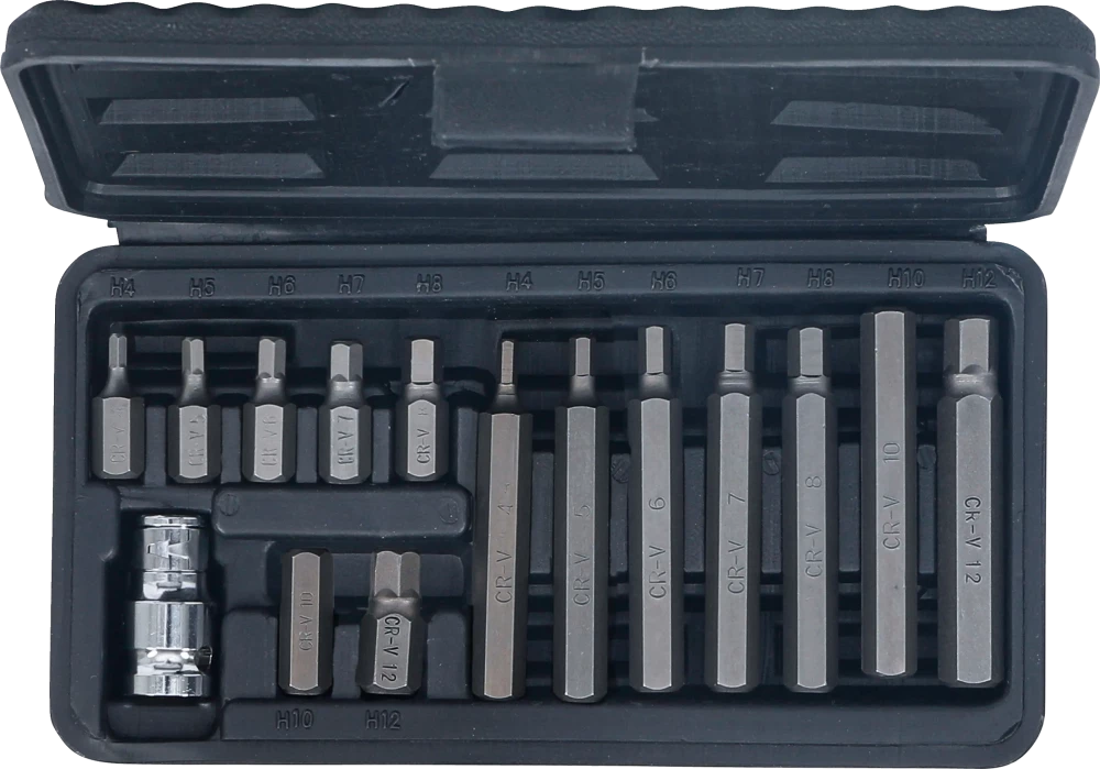 Behajtófej készlet | külső hatszögletű kulcsnyílású hajtás 10 mm (3/8") | Belső hatszögletű | 15 darabos