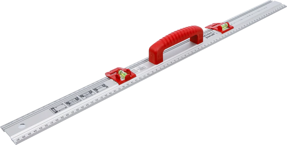 Vágó- és jelölővonalzó | Fogantyúval és vízmértékkel | 750 mm