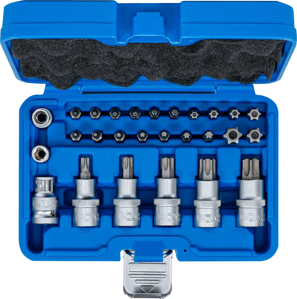 Torx dugókulcskészlet | 12,5 mm (1/2") | T-profil (Torx) | 27 darabos
