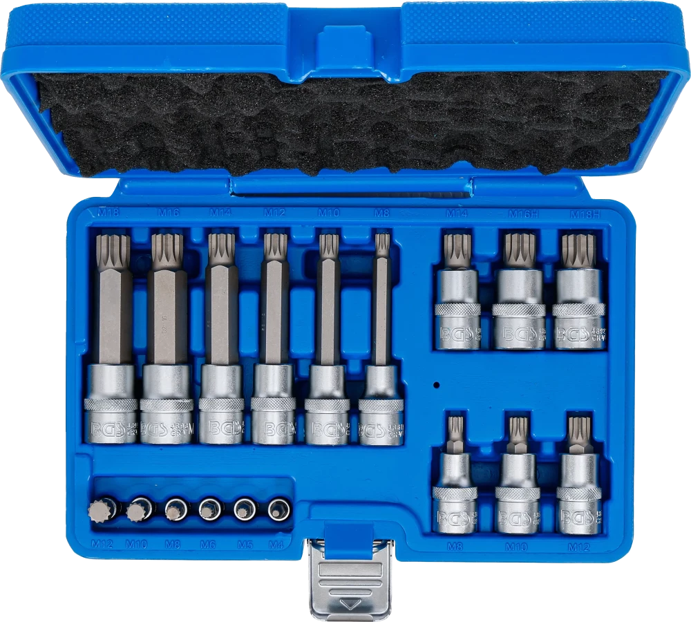 Behajtófej-készlet | 6,3 mm (1/4") / 12,5 mm (1/2") | (XZN) | 18 darabos