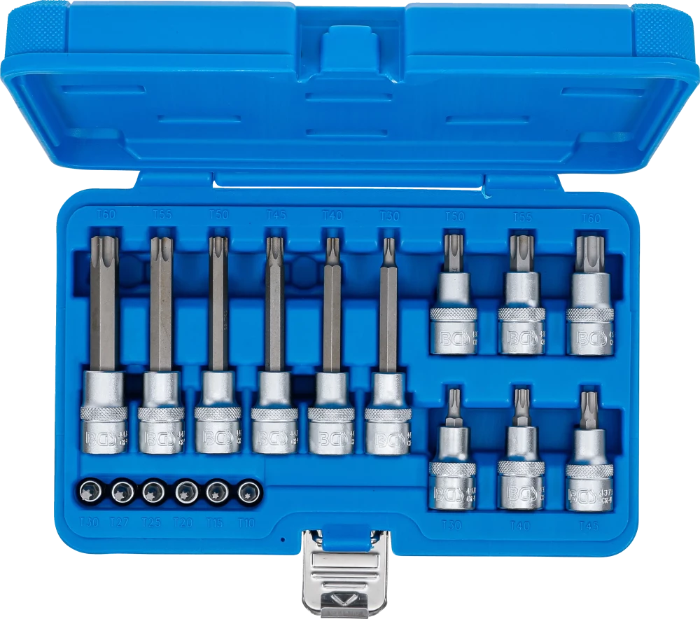 Behajtófej-készlet | 6,3 mm (1/4") / 12,5 mm (1/2") | T-profil (Torx) | 18 darabos