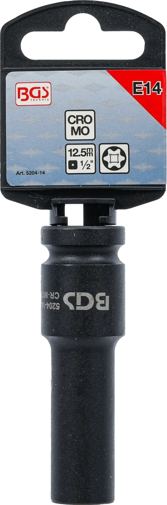 Levegős dugókulcs E-profil, mély | 12,5 mm (1/2") | E14