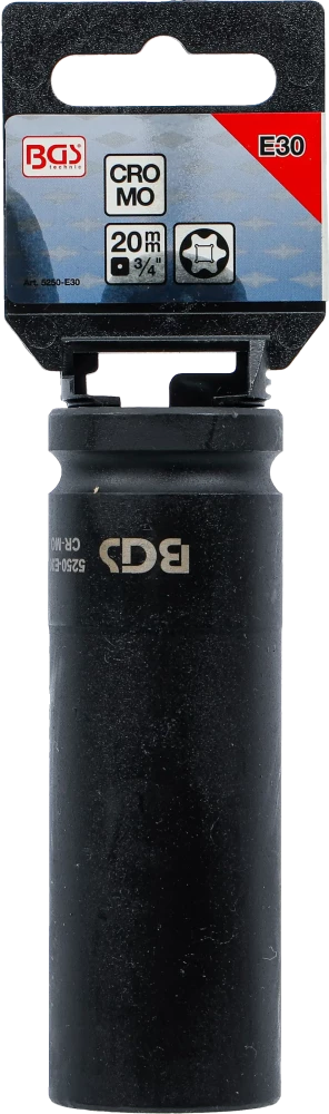 Levegős dugókulcs E-profil, mély | 20 mm (3/4") | E30