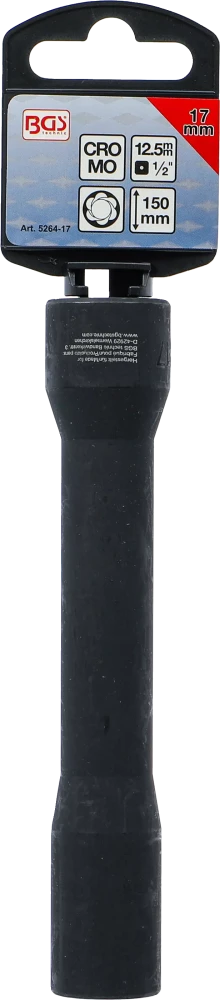 Spirálbites dugókulcsbetét / csavarkiszedő, mély | 12,5 mm (1/2") | 17 mm