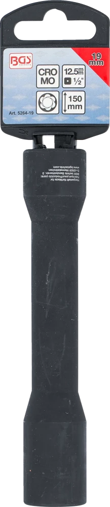 Spirálbites dugókulcsbetét / csavarkiszedő, mély | 12,5 mm (1/2") | 19 mm