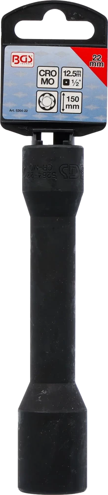 Spirálbites dugókulcsbetét / csavarkiszedő, mély | 12,5 mm (1/2") | 22 mm