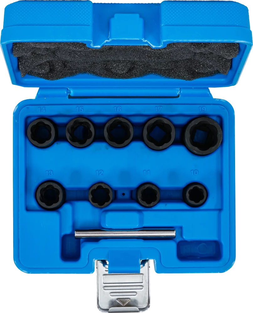 Spirálbites dugókulcskészlet / csavarkiszedő | 10 mm (3/8") | 10 - 19 mm | 10 darabos