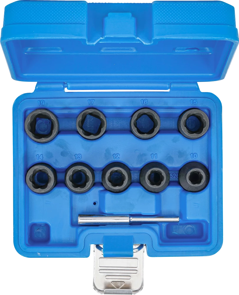 Spirálbites dugókulcskészlet / csavarkiszedő | 12,5 mm (1/2") | 10 - 19 mm | 10 darabos