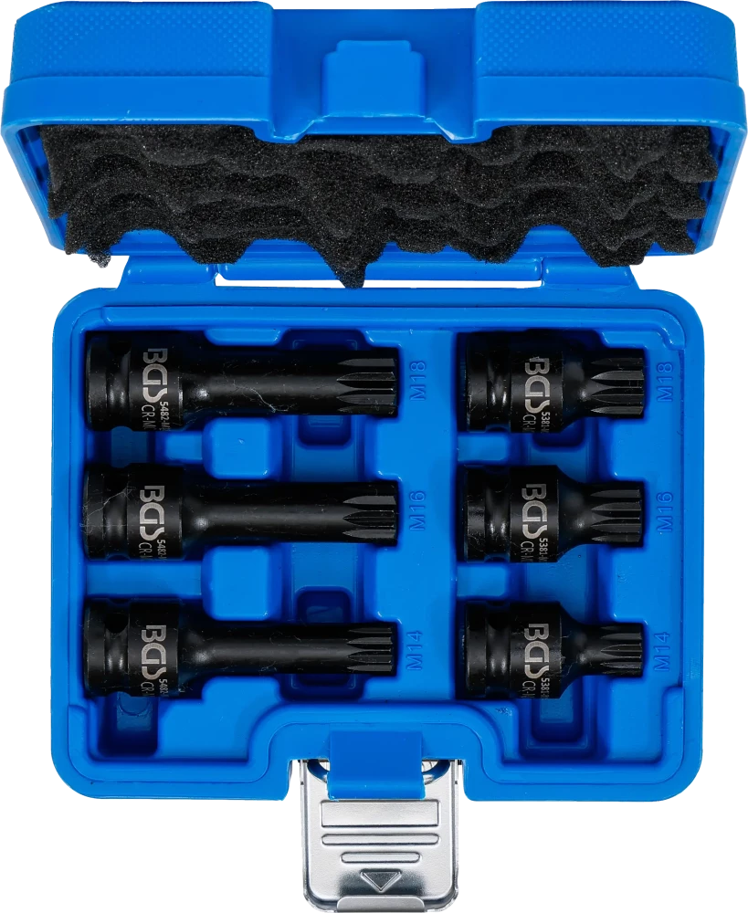 Levegős dugókulcskészlet | 12,5 mm (1/2") | (XZN) M14 - M18 | 6 darabos