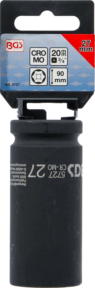 Levegős dugókulcs hatszögletű, mély | 20 mm (3/4") | 27 mm