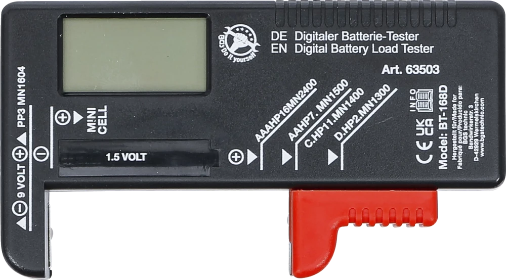 Digitális akkuvizsgáló | 1,5 V / 9 V