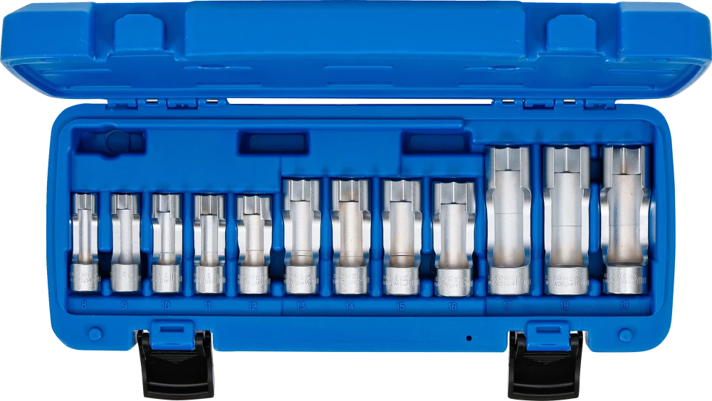 Speciális dugókulcskészlet, hasított | 10 mm (3/8") | 8 - 19 mm | 12 darabos