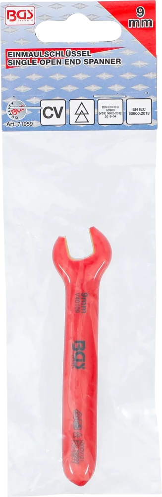 VDE egyoldalas villáskulcskészlet | 9 mm