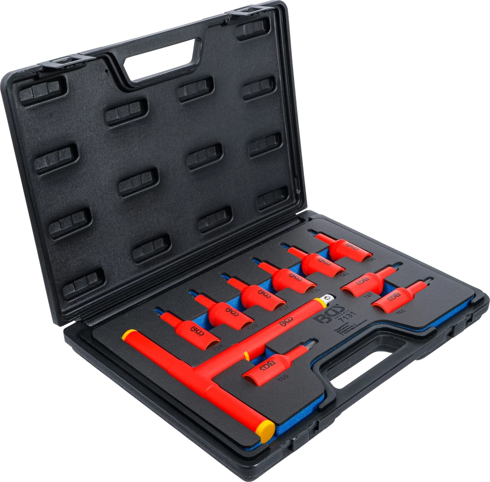 VDE-behajtófej készlet | 12,5 mm (1/2") | T-profil (Torx) T20 - T55 | 10 darabos