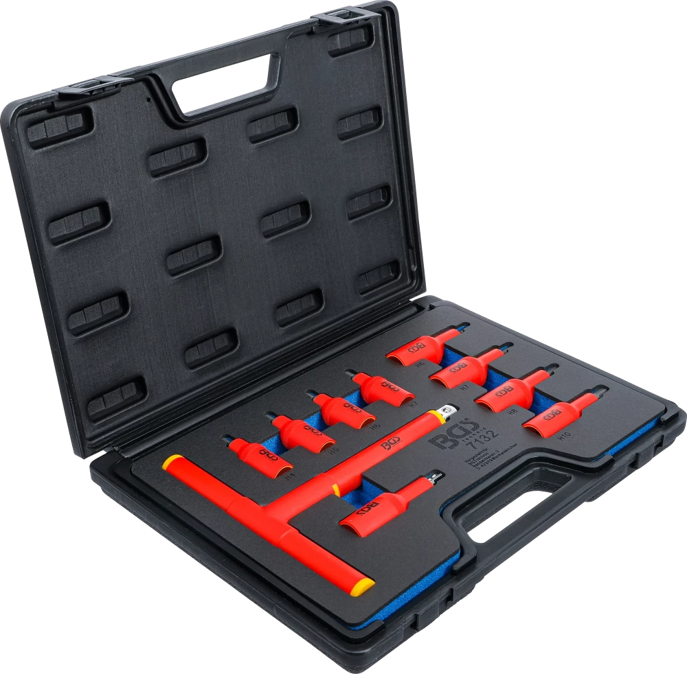 VDE-behajtófej készlet | 10 mm (3/8") / 12,5 mm (1/2") | belső hat szögletű hajtás 4 - 10 mm | 10 darabos
