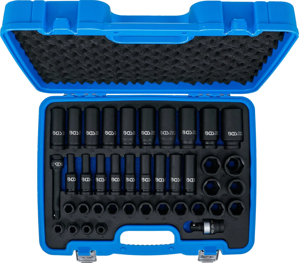Levegős dugókulcskészlet hatszögletű | 12,5 mm (1/2") | 9 - 30 mm | 40 darabos