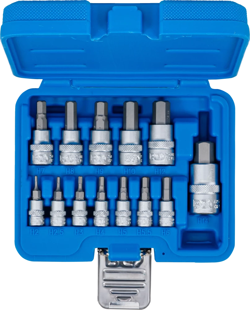 Behajtófej-készlet | 6,3 mm (1/4") / 10 mm (3/8") / 12,5 mm (1/2") | Belső hatszögletű 2 - 14 mm | 13 darabos