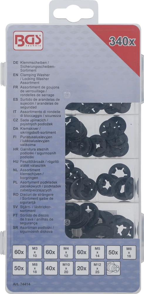 Feszítőtárcsák / rögzítő alátét választék | M3 - M12 | 340 darabos