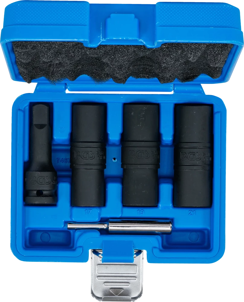 Speciális levegős, fordítóbetétes dugókulcskészlet | hatszögletű és csavarhúzó 17 - 19 - 21 mm | 12,5 mm (1/2") | 3 darabos