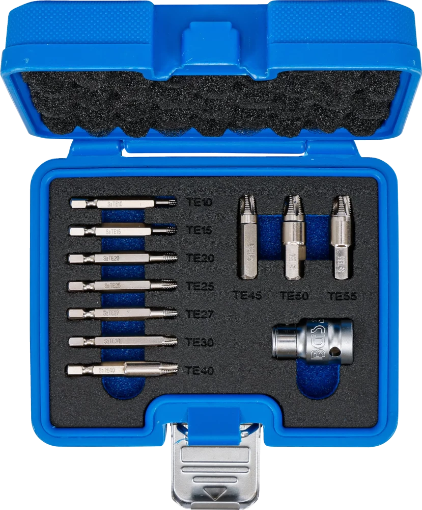 Csavarkiszedő készlet | hibás T-profilhoz (Torx) T10 - T55 | 11 darabos