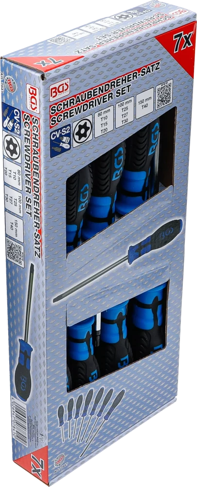 Csavarhúzó készlet | T-profil (Torx) furattal | T10 - T40 | 7 darabos