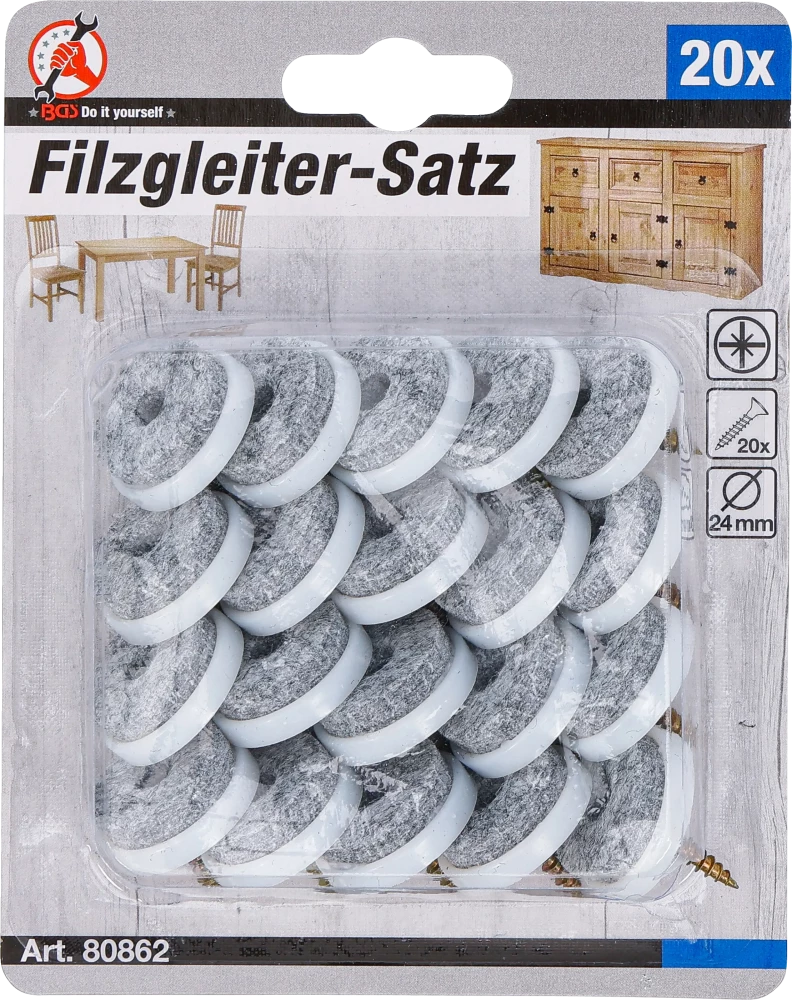Filc alátét | csavarokkal | Ø 24 mm | 20 darabos