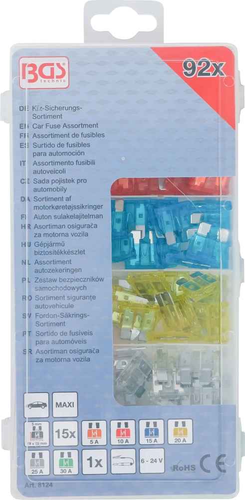 Gépjármű biztosítékkészlet | Standard | 92 darabos