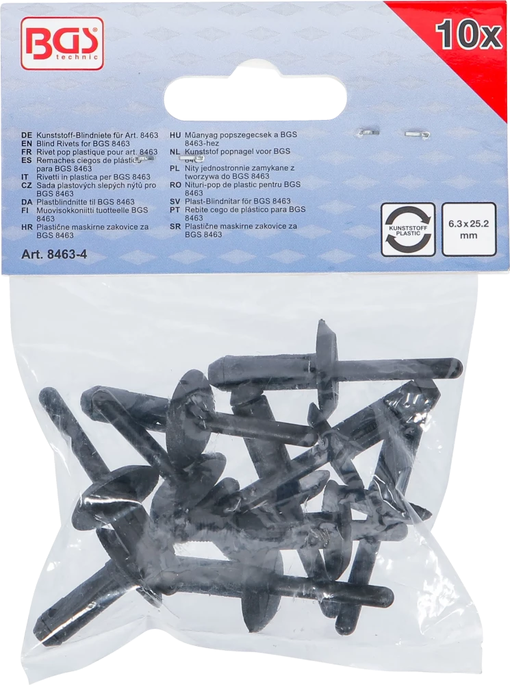 Műanyag popszegecsek a BGS 8463-hez | 6,3 x 25,2 mm | 10 darabos