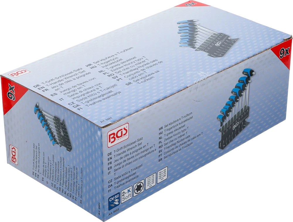 T-fogantyús kulcskészlet | T-profil (Torx) T10 - T50 | 9 darabos
