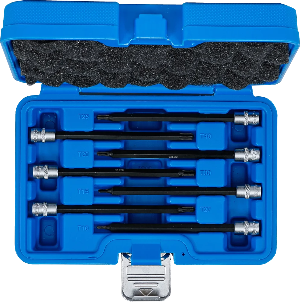 Behajtófej-készlet | 6,3 mm (1/4") | T-profil (Torx) gömbfejes T10 - T40 | 7 darabos