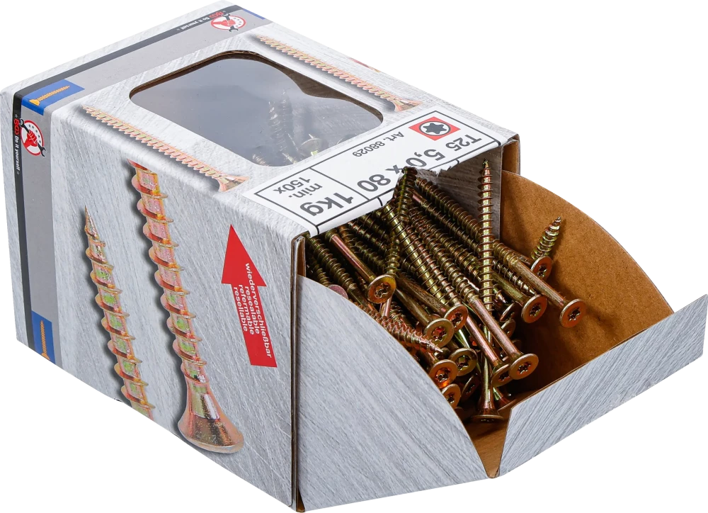 Univerzális csavarok | T-profil (Torx) T25 | 5,0 x 80 mm  | 1 kg / 150 db
