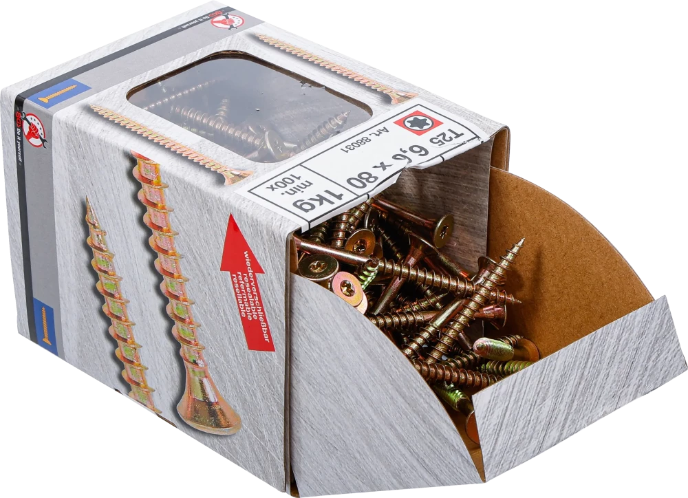 Univerzális csavarok | T-profil (Torx) T25 | 6,0 x 80 mm  | 1 kg / 100 db